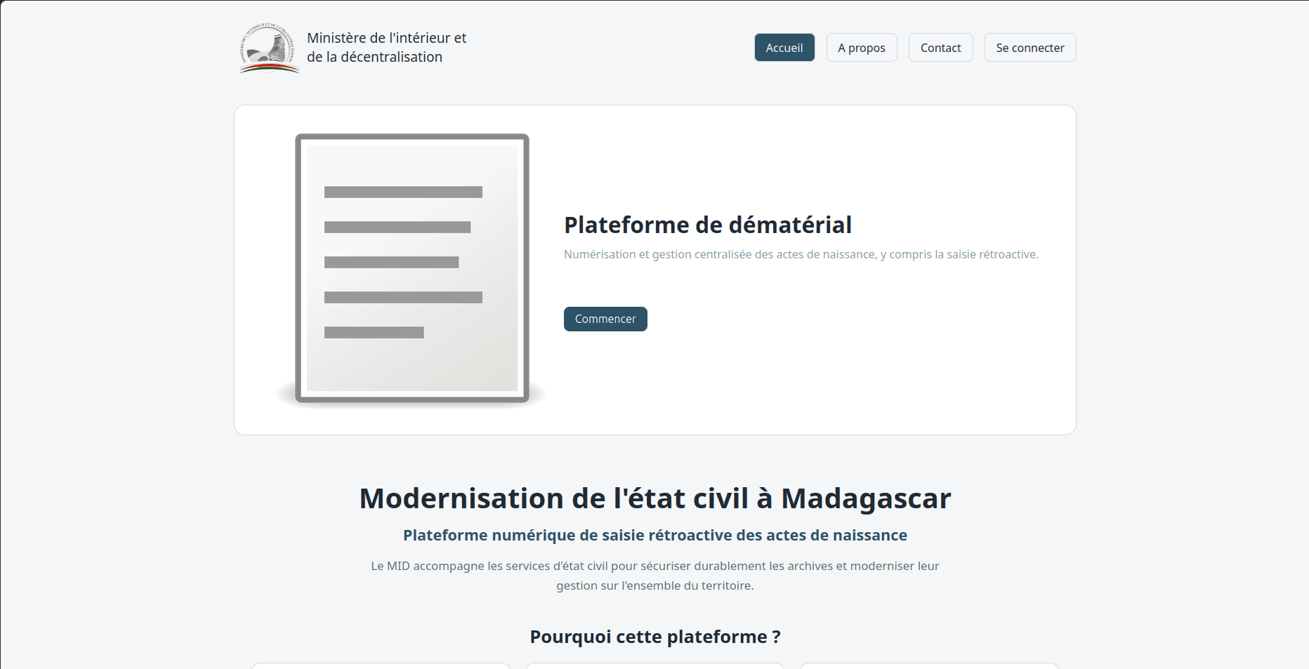 Capture d'écran du projet État Civil — Actes de naissance
